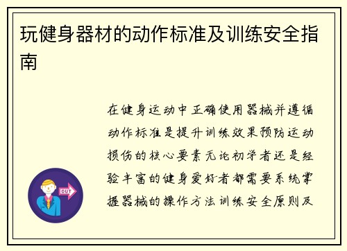 玩健身器材的动作标准及训练安全指南